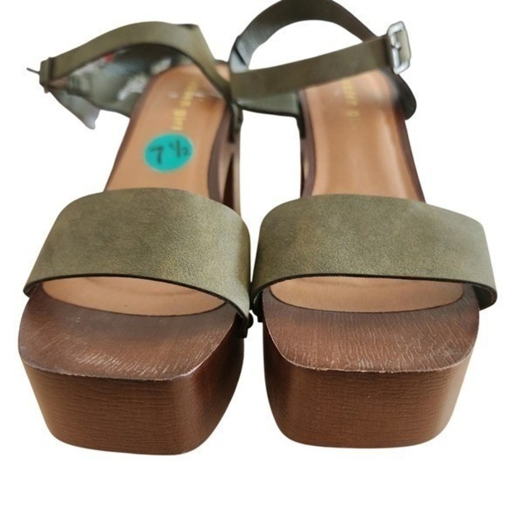 Madden Girl G Dean Platform Wood Block Heel Sandals Olive Green Size 7.5 - Picture 5 of 11
